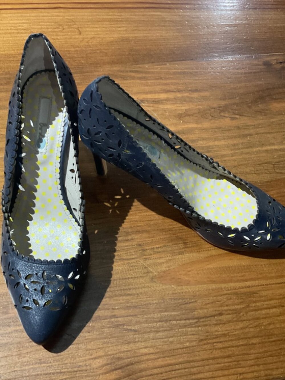 Boden Navy Eyelet Cutout Pumps